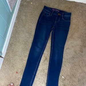 Long straight leg blue Jean pants